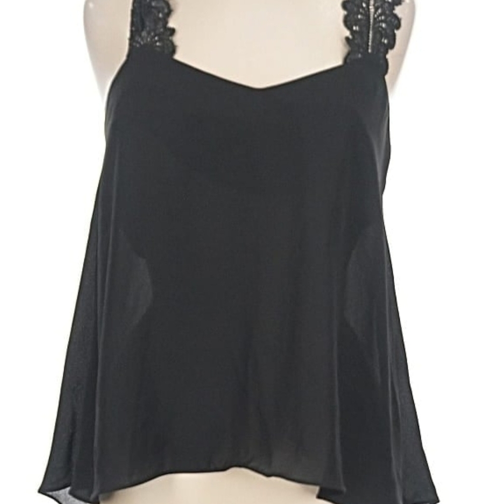 Elegant Black Lace Strap Women's Top